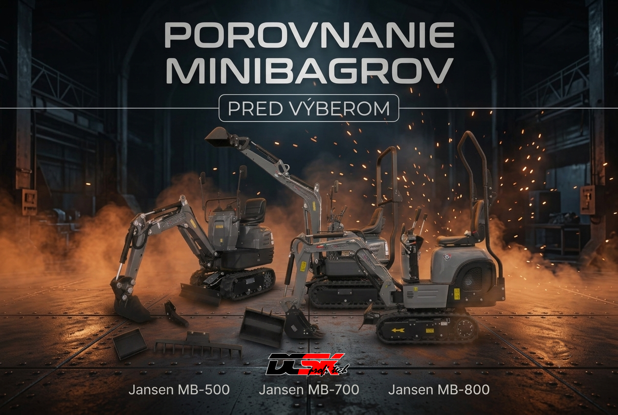 Ako si vybrať minibager? Veľké porovnanie: Jansen MB-500 vs. MB-700 vs. MB-800
