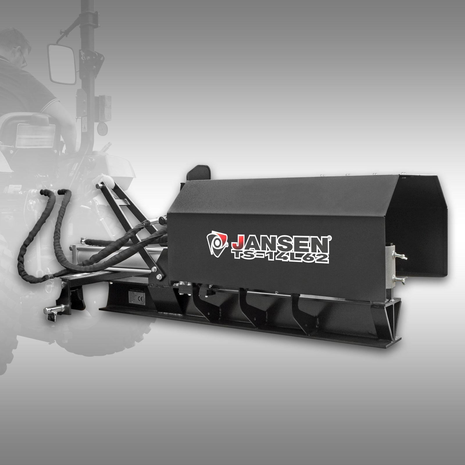 Štiepačka dreva Jansen TS-14L62, ležiaca pre traktor, hydraulická, 14 t