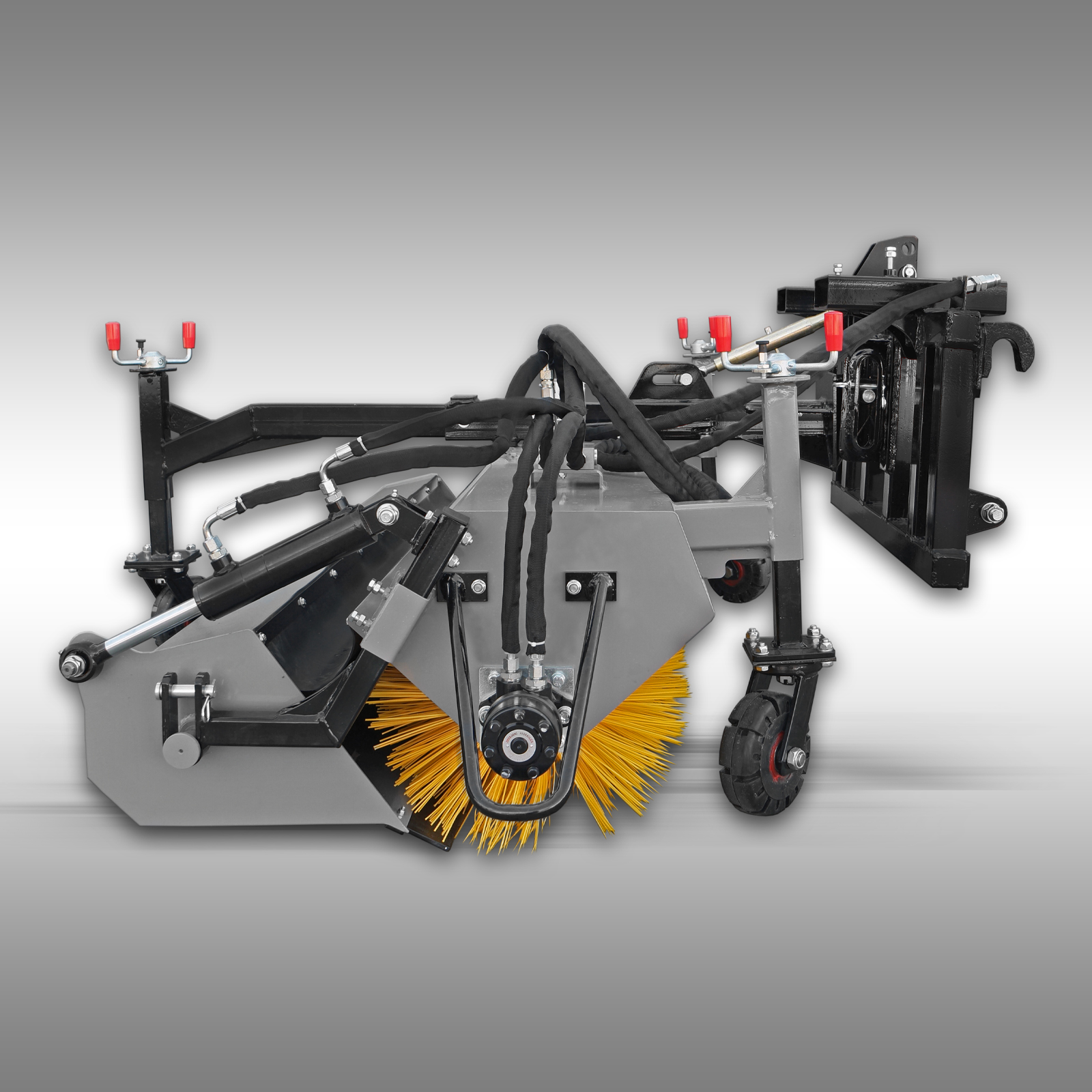 Traktorová zametacia kefa Jansen JK-200, univerzálna metla na čelný nakladač, Euro držiak, KAT.1+2, paletová vidlica