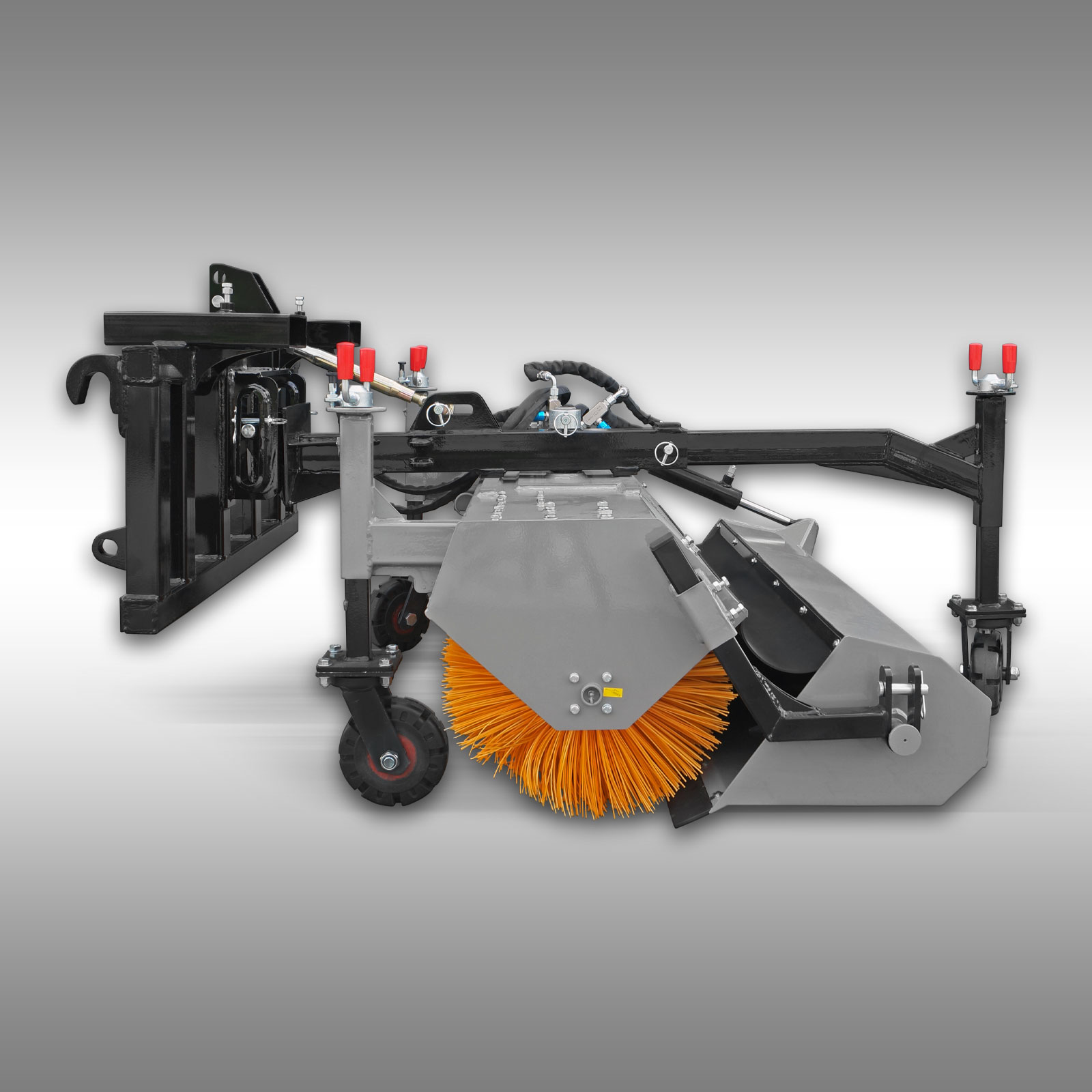 Traktorová zametacia kefa Jansen JK-130, univerzálna metla na čelný nakladač, Euro držiak, KAT.1+2, paletová vidlica