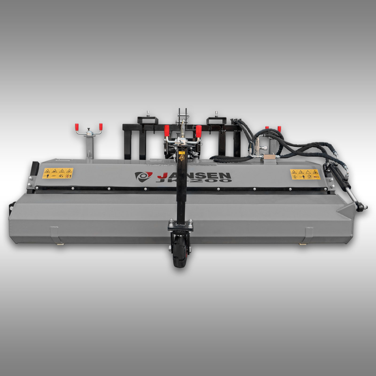 Traktorová zametacia kefa Jansen JK-200, univerzálna metla na čelný nakladač, Euro držiak, KAT.1+2, paletová vidlica