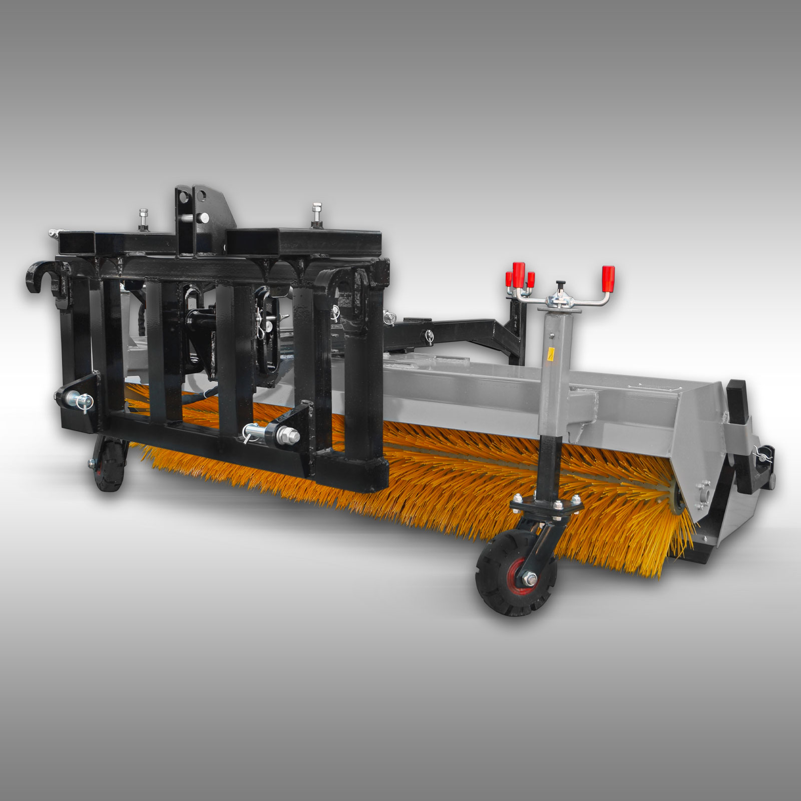 Traktorová zametacia kefa Jansen JK-200, univerzálna metla na čelný nakladač, Euro držiak, KAT.1+2, paletová vidlica