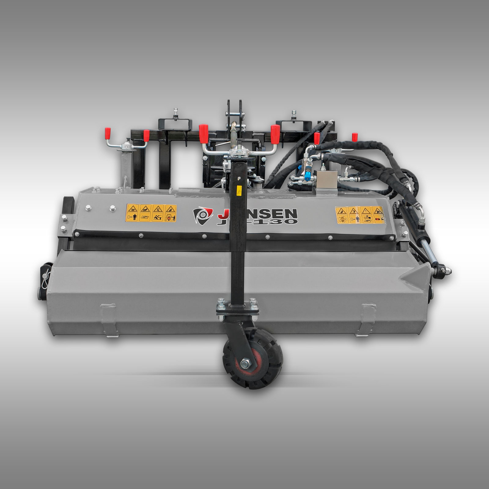 Traktorová zametacia kefa Jansen JK-130, univerzálna metla na čelný nakladač, Euro držiak, KAT.1+2, paletová vidlica