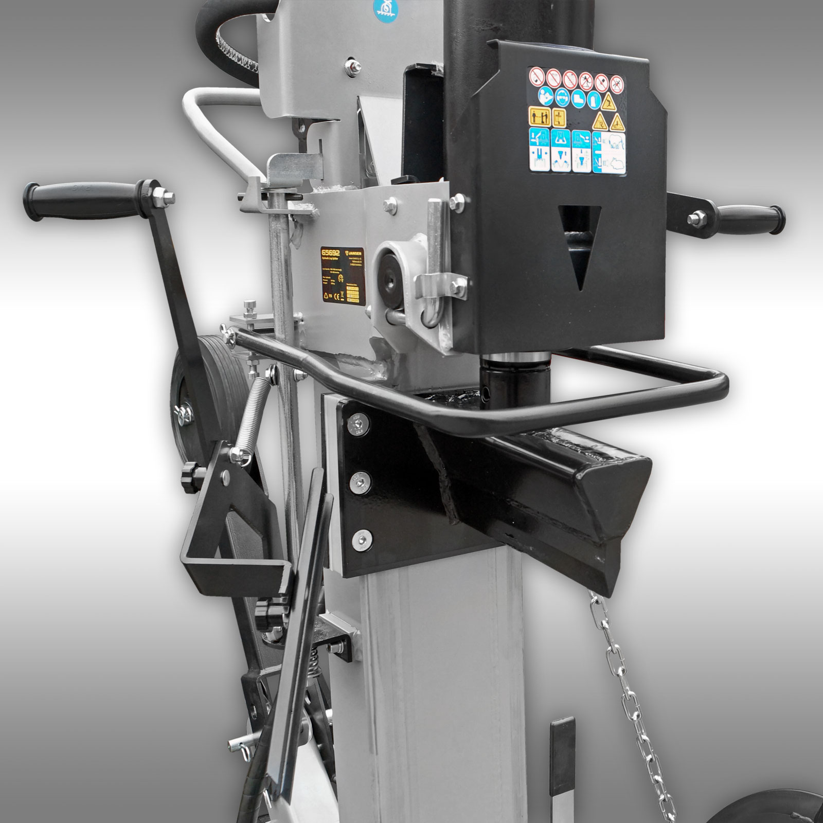 Štiepačka dreva Jansen TS-30, 30 t (PTO), stojaca, so zdvihákom dreva